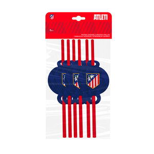 Straws crest blue background stripes 6 pieces